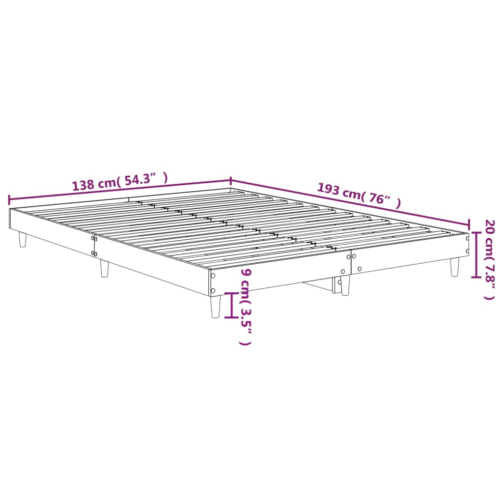 vidaXL Estructura de cama madera de ingeniería marrón roble 135x190 cm