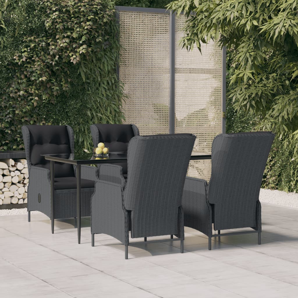 vidaXL Set de comedor para jardín 5 piezas ratán sintético gris oscuro