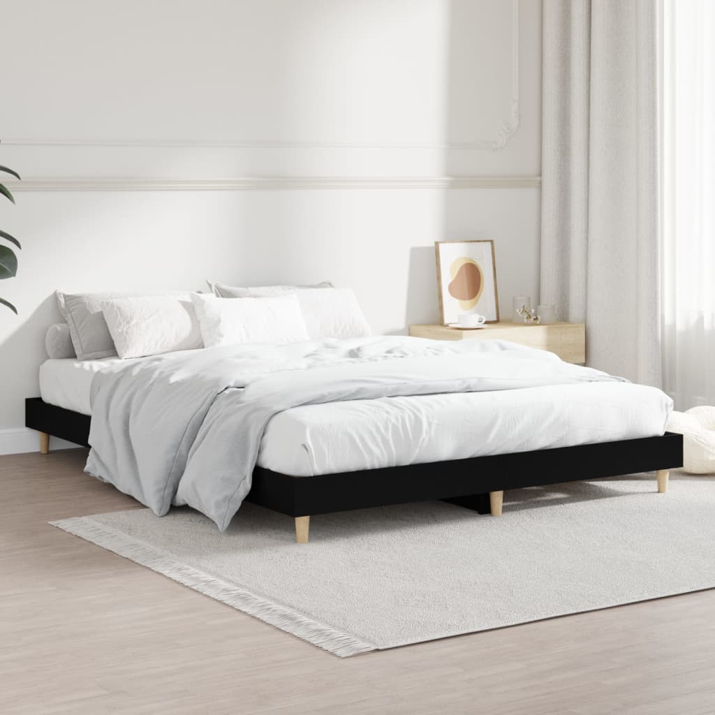 vidaXL Estructura de cama madera de ingeniería negra 135x190 cm