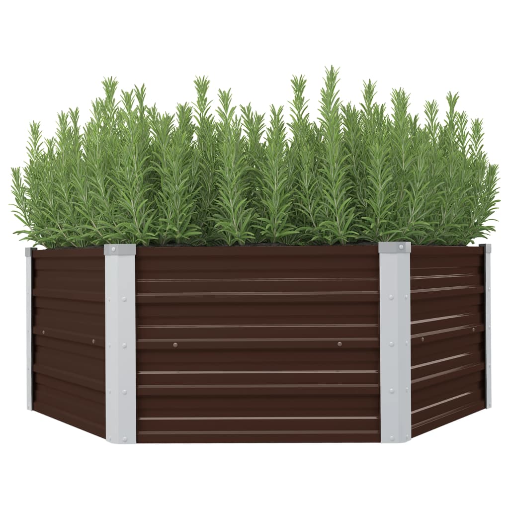 vidaXL Mesa de cultivo de acero galvanizado marrón 129x129x46 cm