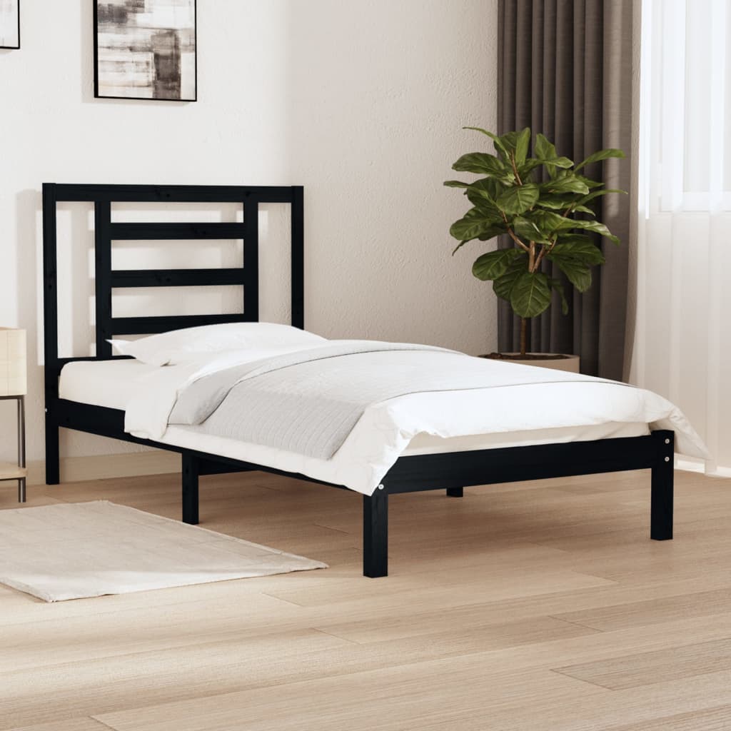 vidaXL Estructura de cama madera maciza de pino negra 100x200 cm