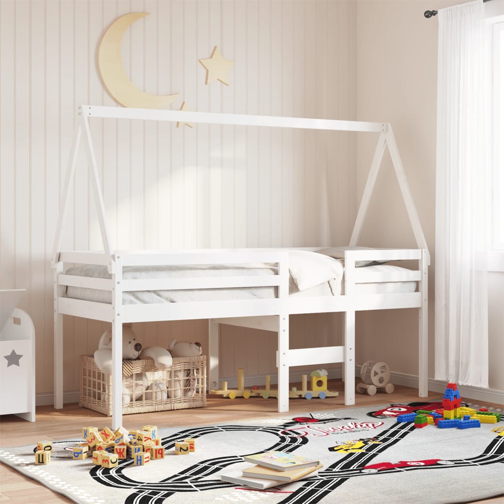 vidaXL Techo de cama infantil madera maciza blanco 199x80,5x88 cm