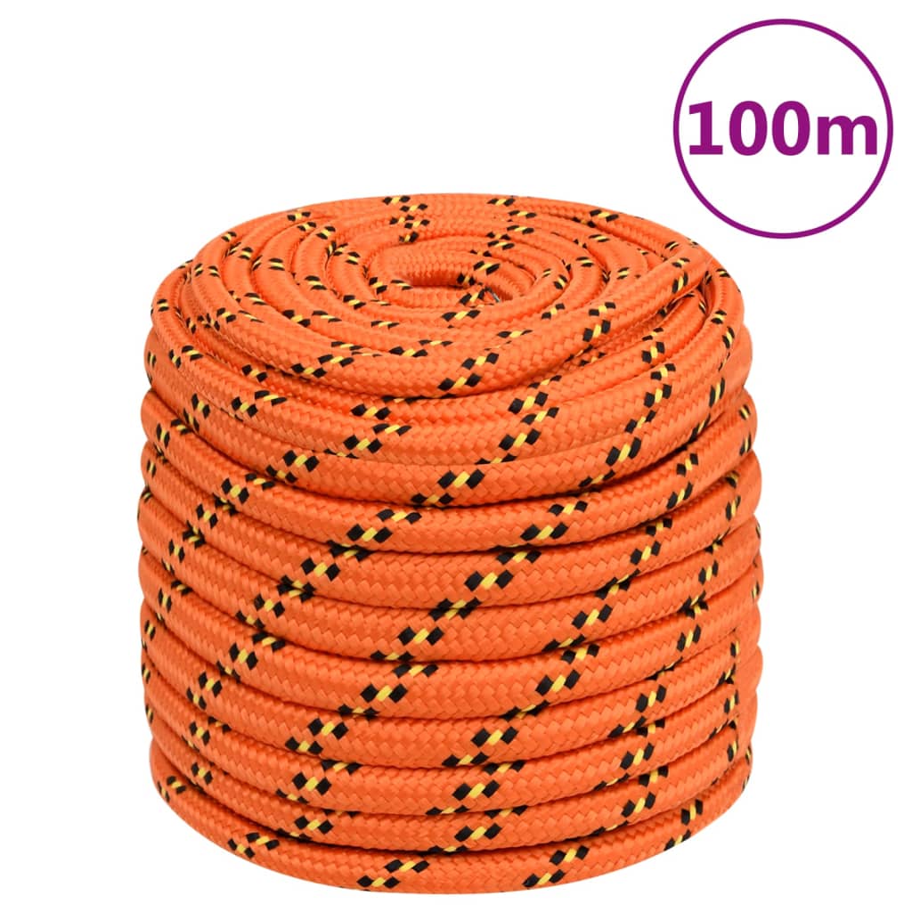 vidaXL Cuerda de barco polipropileno naranja 16 mm 100 m