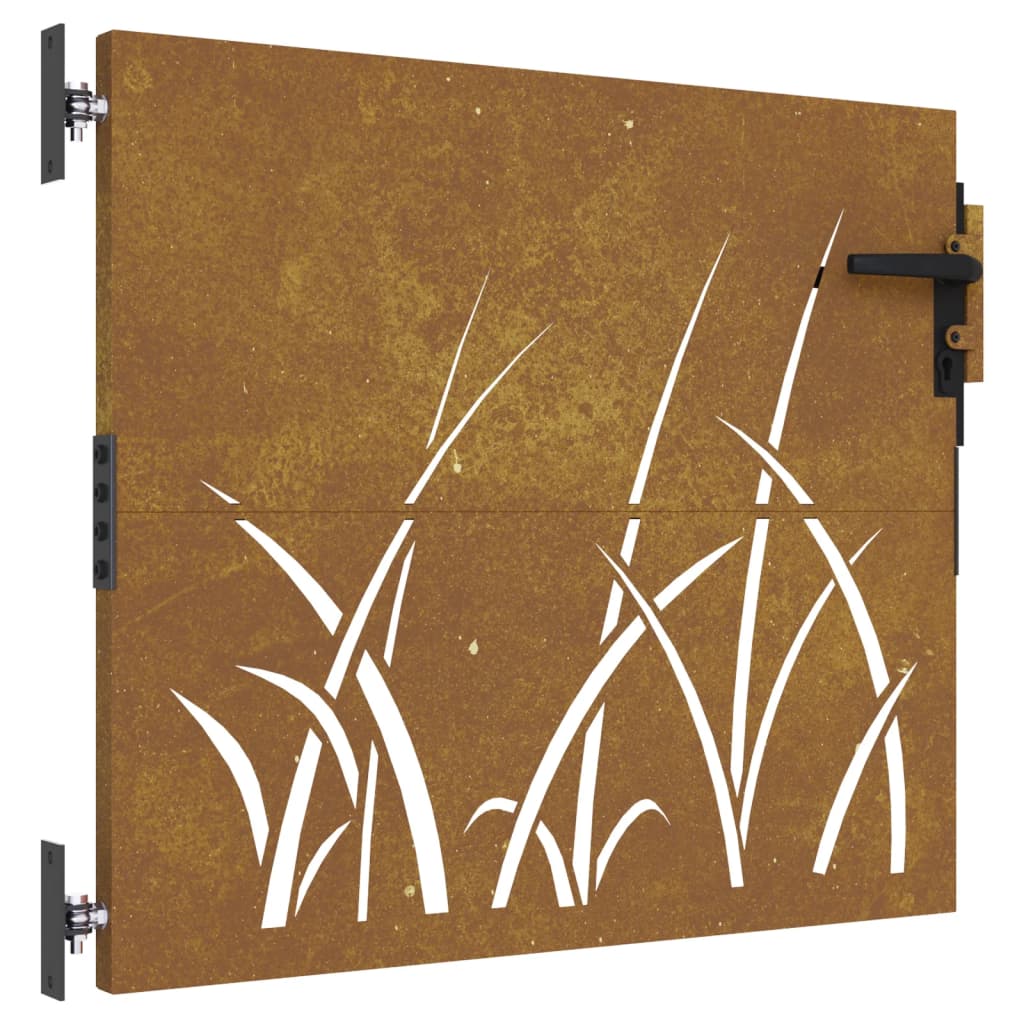 vidaXL Puerta de jardín acero corten diseño hierba 85x100 cm