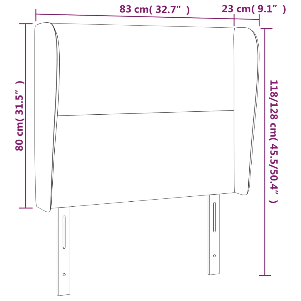 vidaXL Cabecero con orejas de tela azul 83x23x118/128 cm