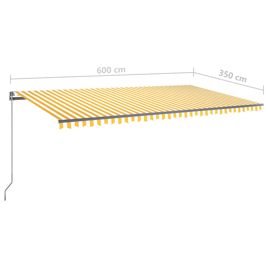 vidaXL Toldo automático LED sensor de viento amarillo blanco 600x350cm