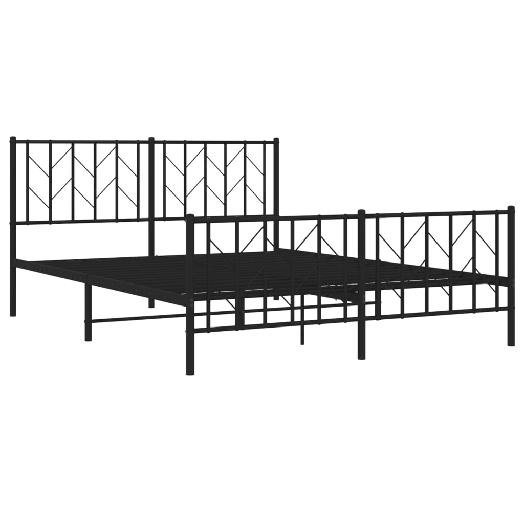 vidaXL Estructura cama sin colchón con estribo metal negro 150x200 cm