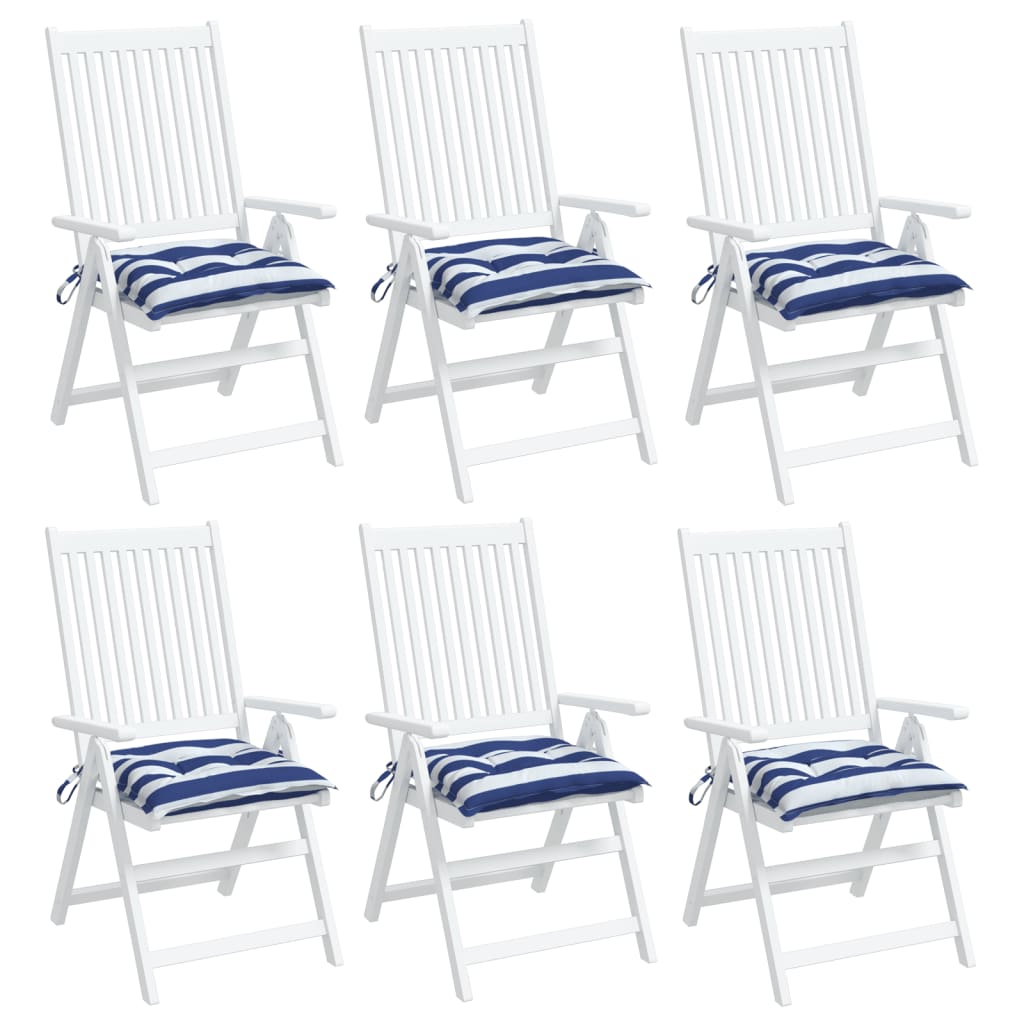 vidaXL Cojines de silla 6 uds tela Oxford rayas azul blanco 50x50x7 cm