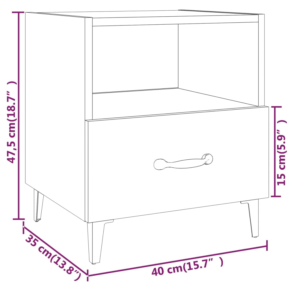 vidaXL Mesita de noche madera contrachapada color roble ahumado