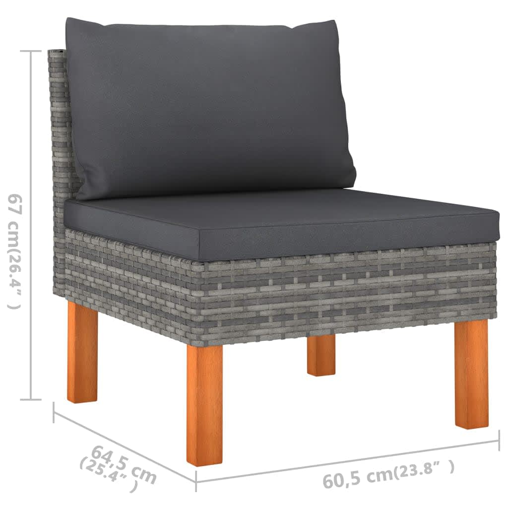 vidaXL Set de muebles de jardín 6 pzas y cojines ratán sintético gris