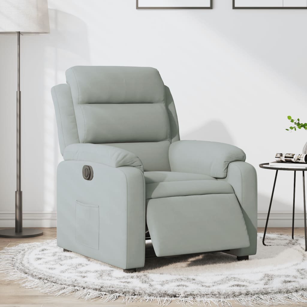 vidaXL Sillón reclinable eléctrico de terciopelo gris claro