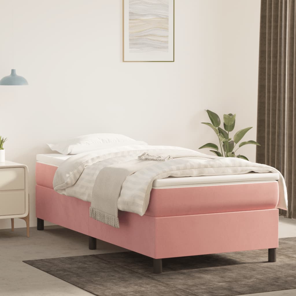 vidaXL Estructura de cama de terciopelo rosa 90x200 cm