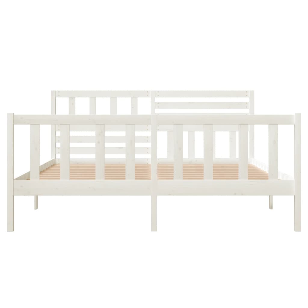 vidaXL Estructura de cama de madera maciza blanca 140x190 cm