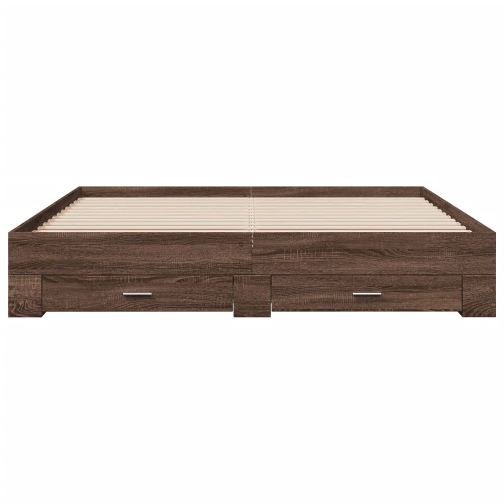 vidaXL Cama con cajones madera ingeniería marrón roble 180x200 cm