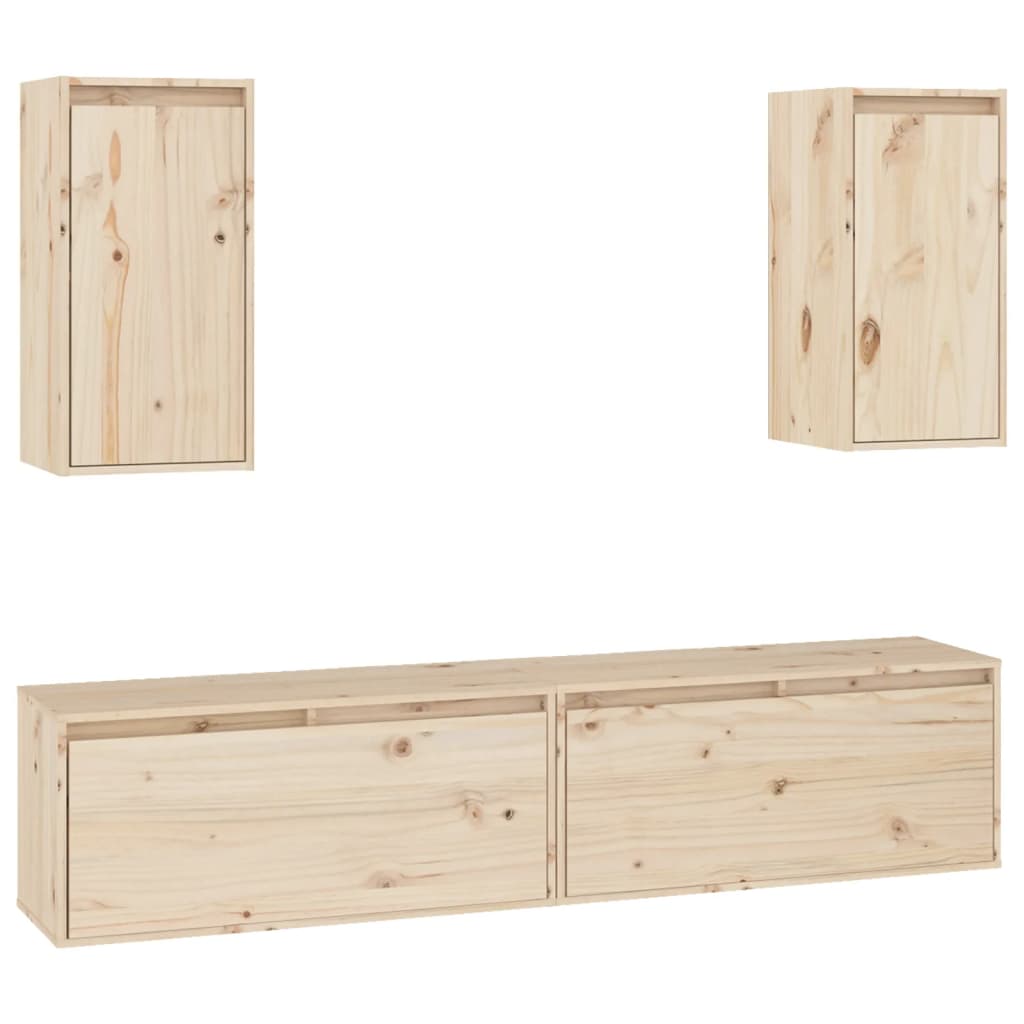 vidaXL Muebles para TV 4 piezas madera maciza de pino