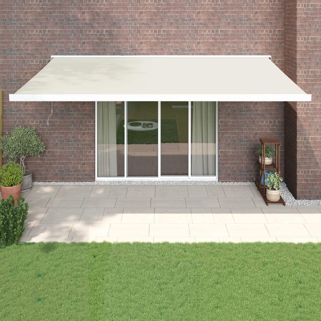 vidaXL Toldo retráctil aluminio y tela color crema 5x3 m