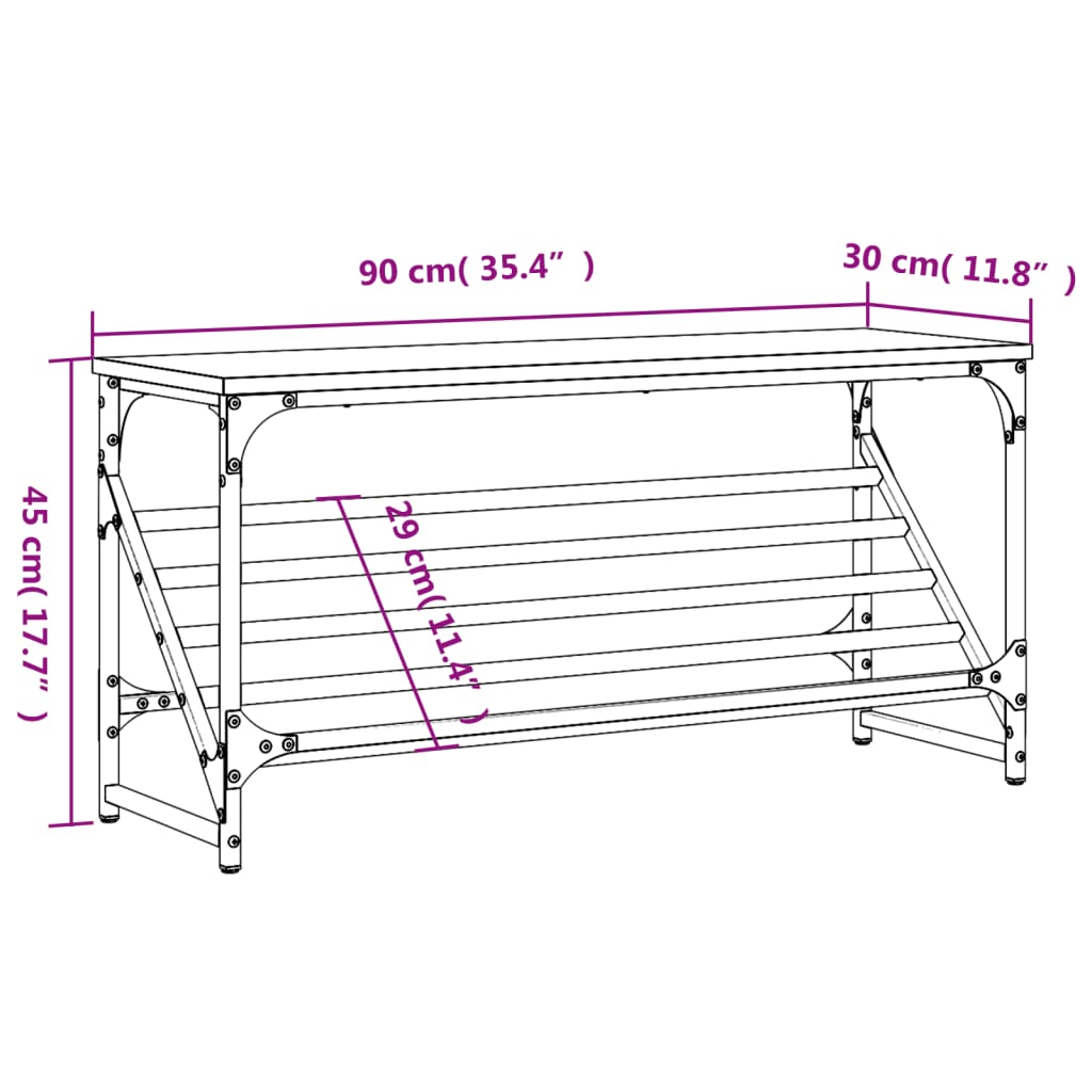 vidaXL Mueble zapatero madera de ingeniería roble Sonoma 90x30x45 cm