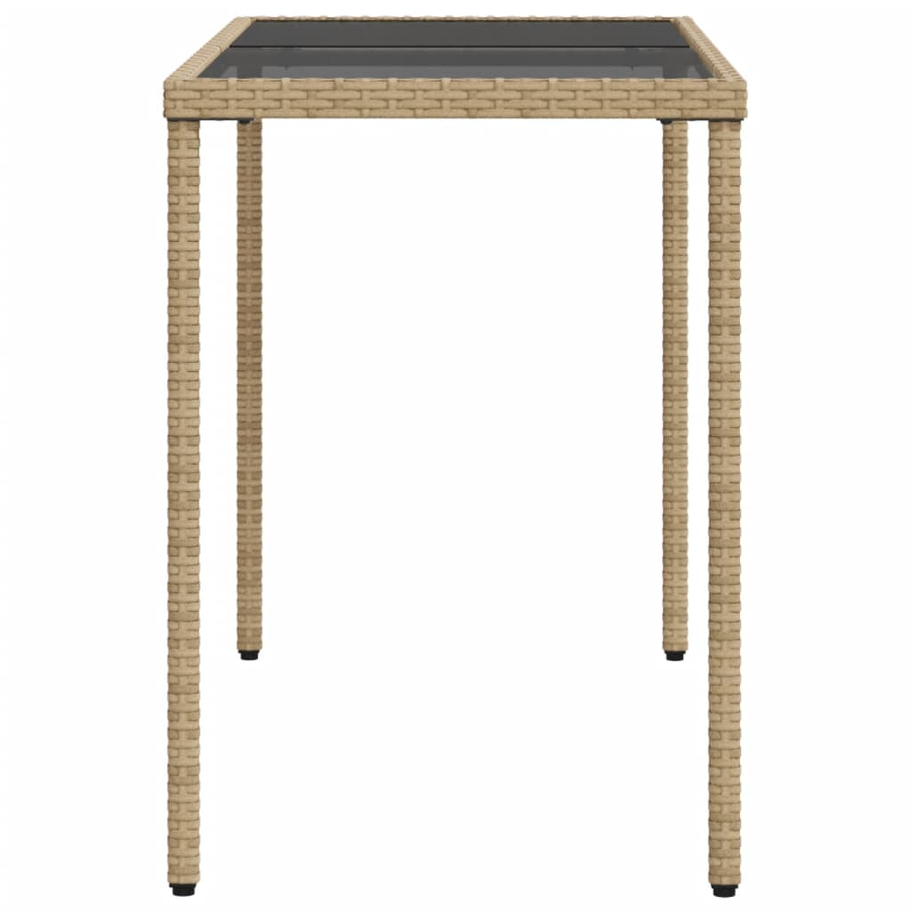 vidaXL Mesa de jardín superficie de vidrio ratán PE beige 115x54x74 cm