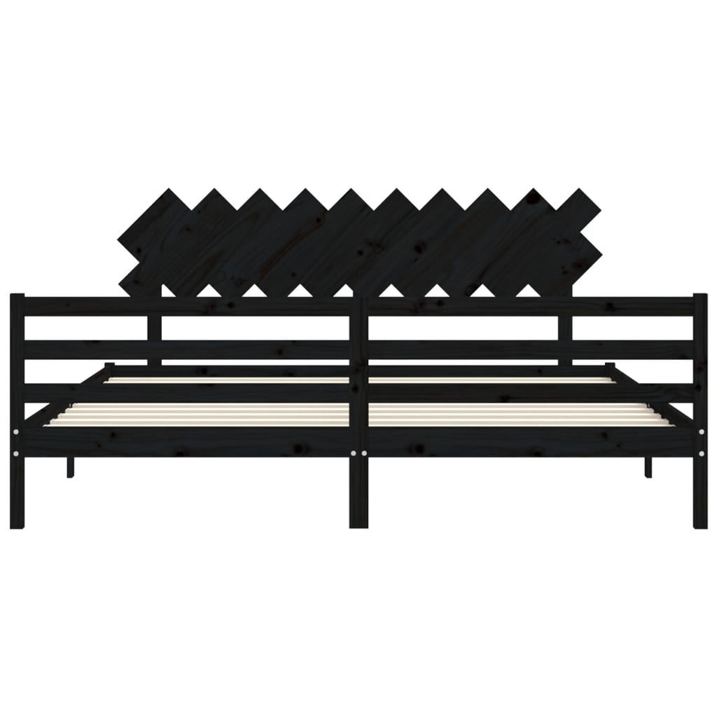 vidaXL Estructura de cama con cabecero madera maciza negro 200x200 cm