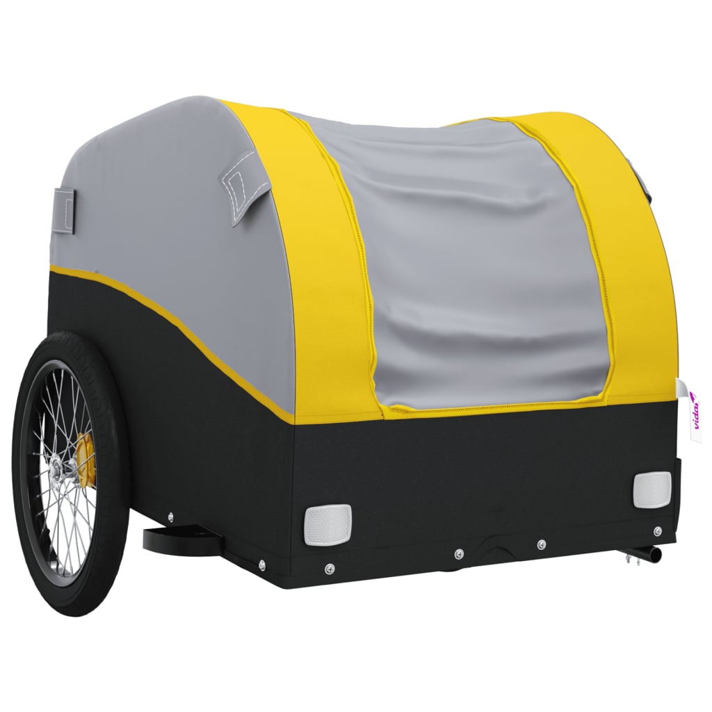 vidaXL Remolque para bicicleta hierro negro y amarillo 45 kg