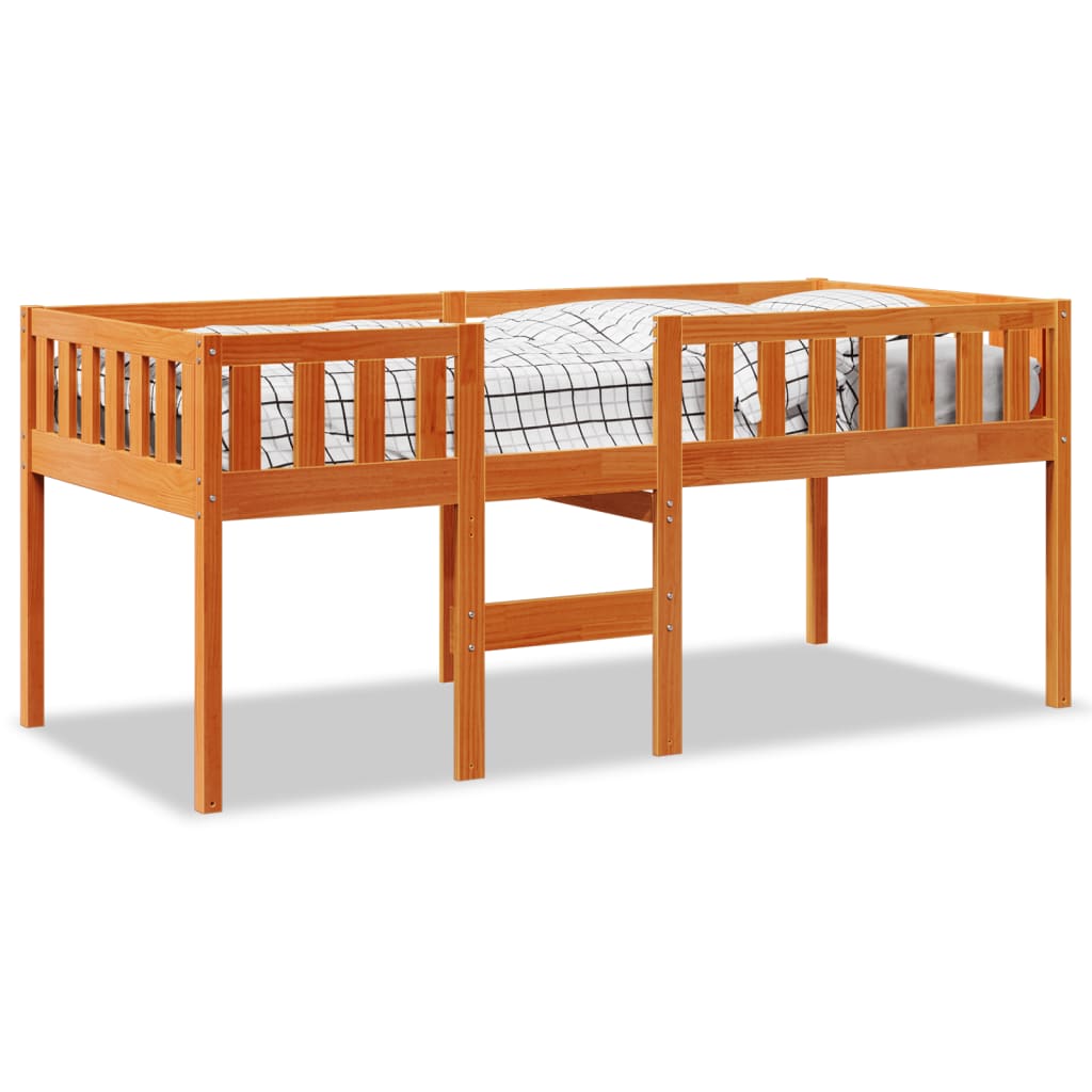 vidaXL Cama de niños sin colchón madera maciza pino marrón 75x190 cm