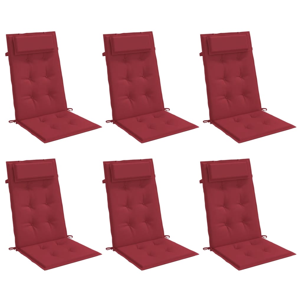 vidaXL Cojines de silla con respaldo alto 6 uds tela Oxford rojo tinto