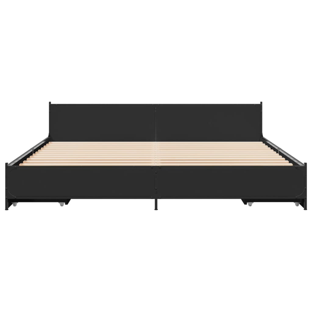 vidaXL Estructura cama con cajones madera ingeniería negra 200x200 cm