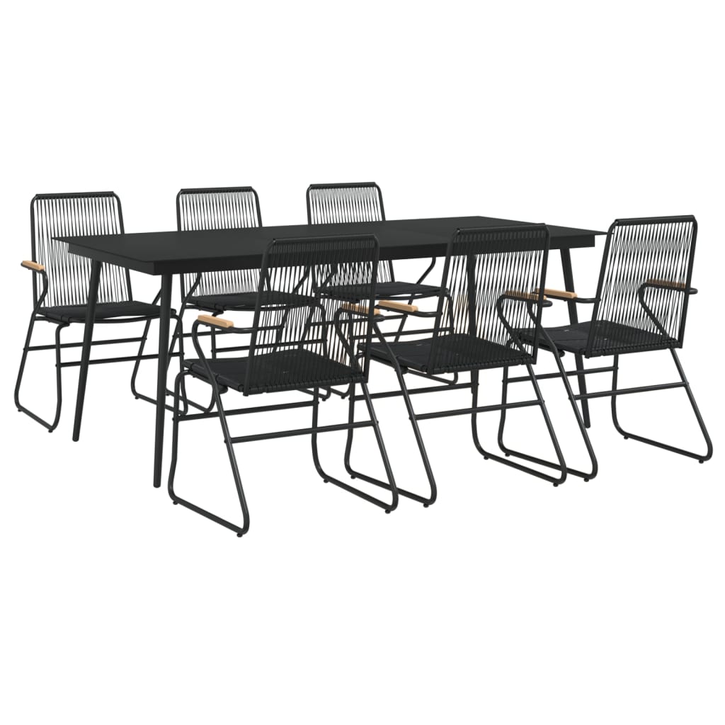 vidaXL Juego de comedor para jardín 7 piezas ratán PVC negro