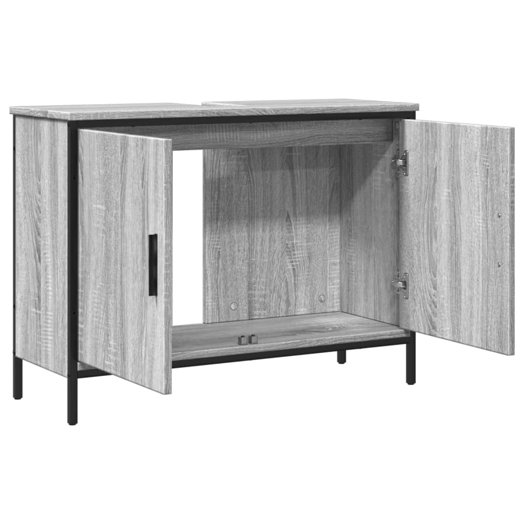 vidaXL Armario lavabo baño madera ingeniería gris Sonoma 80x30x60 cm