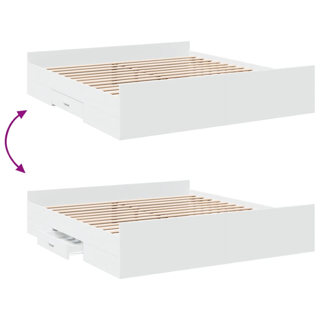 vidaXL Estructura cama con cajones madera ingeniería blanca 180x200 cm