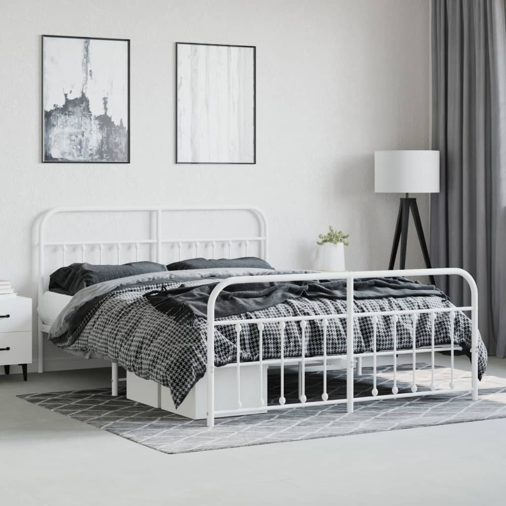 vidaXL Estructura cama sin colchón con estribo metal blanco 183x213 cm