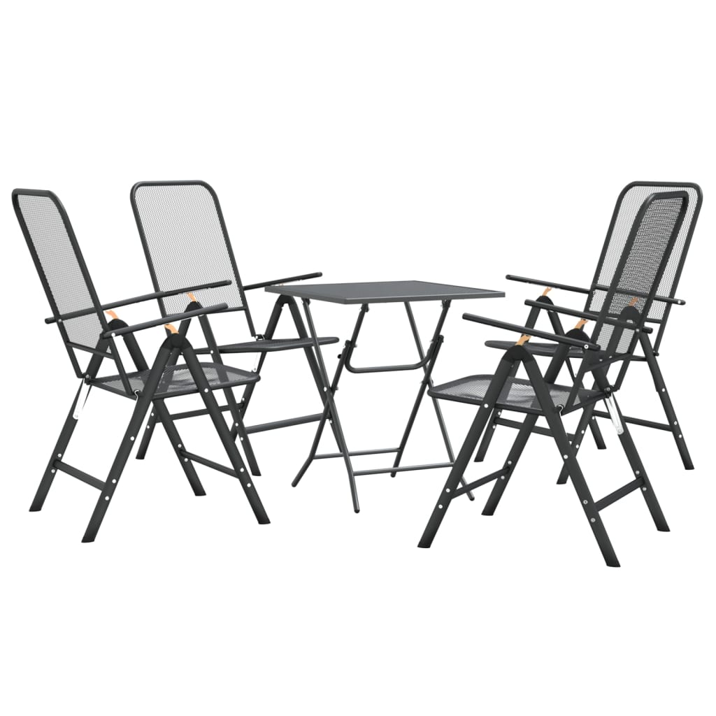 vidaXL Set de comedor de jardín 5 pzas malla metal expandido antracita