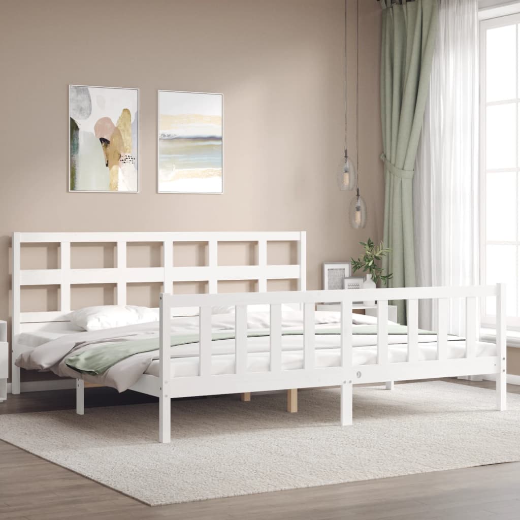 vidaXL Estructura de cama con cabecero madera maciza blanco 200x200 cm