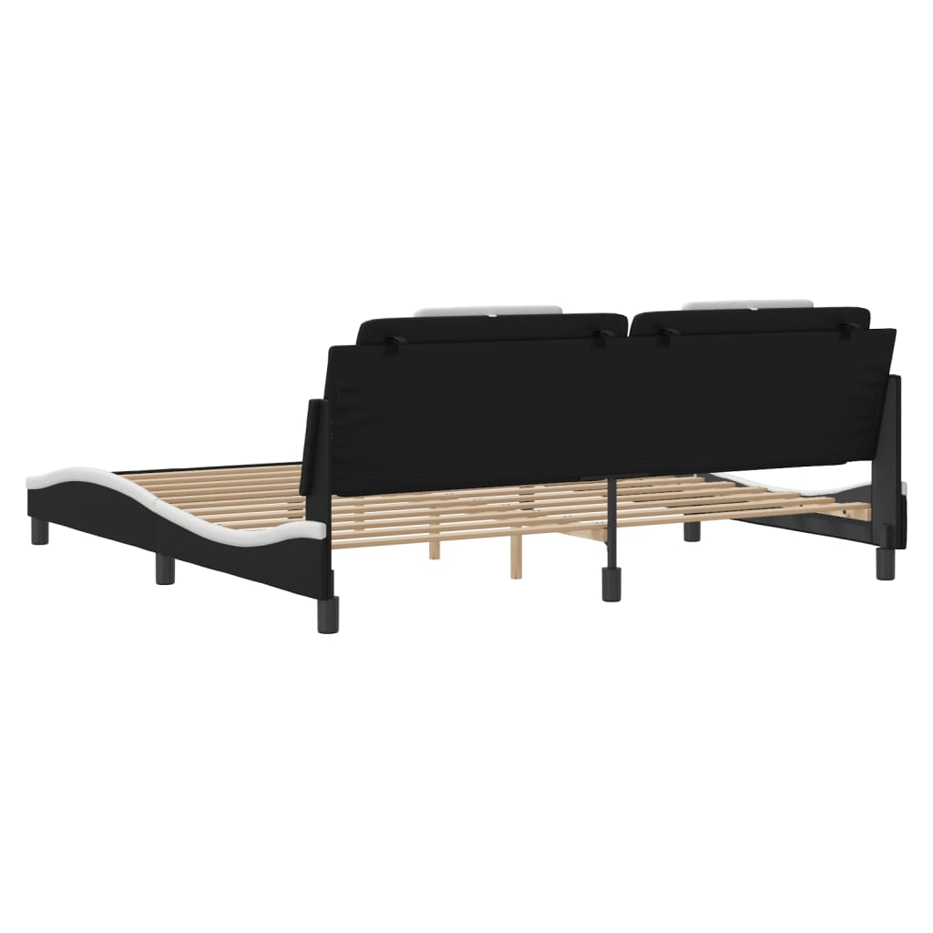 vidaXL Estructura cama con LED cuero sintético negro blanco 200x200 cm