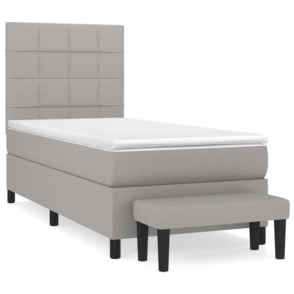 vidaXL Cama box spring con colchón tela gris claro 100x200 cm