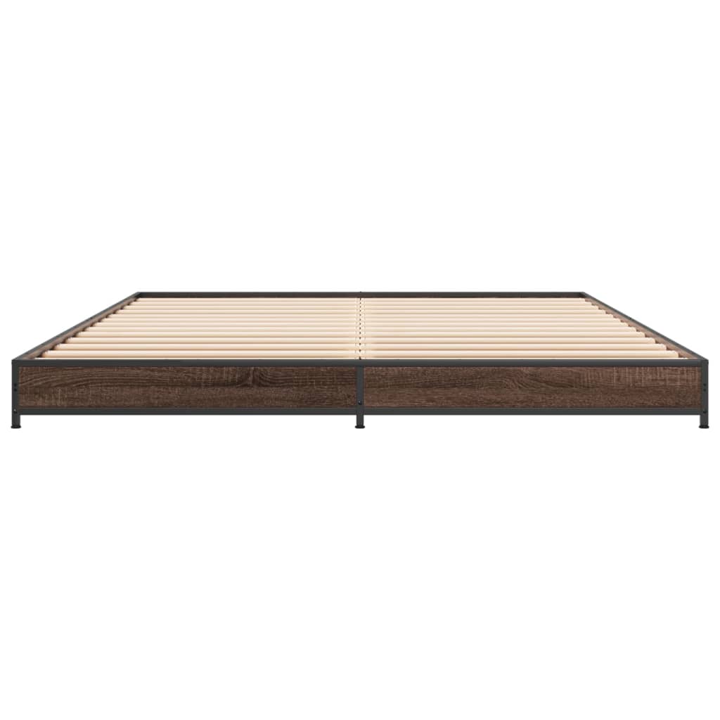 vidaXL Estructura cama madera ingeniería metal marrón roble 140x200 cm