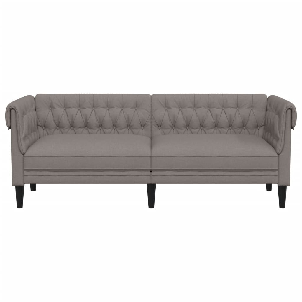 vidaXL Sofá Chesterfield de 3 plazas tela gris taupe