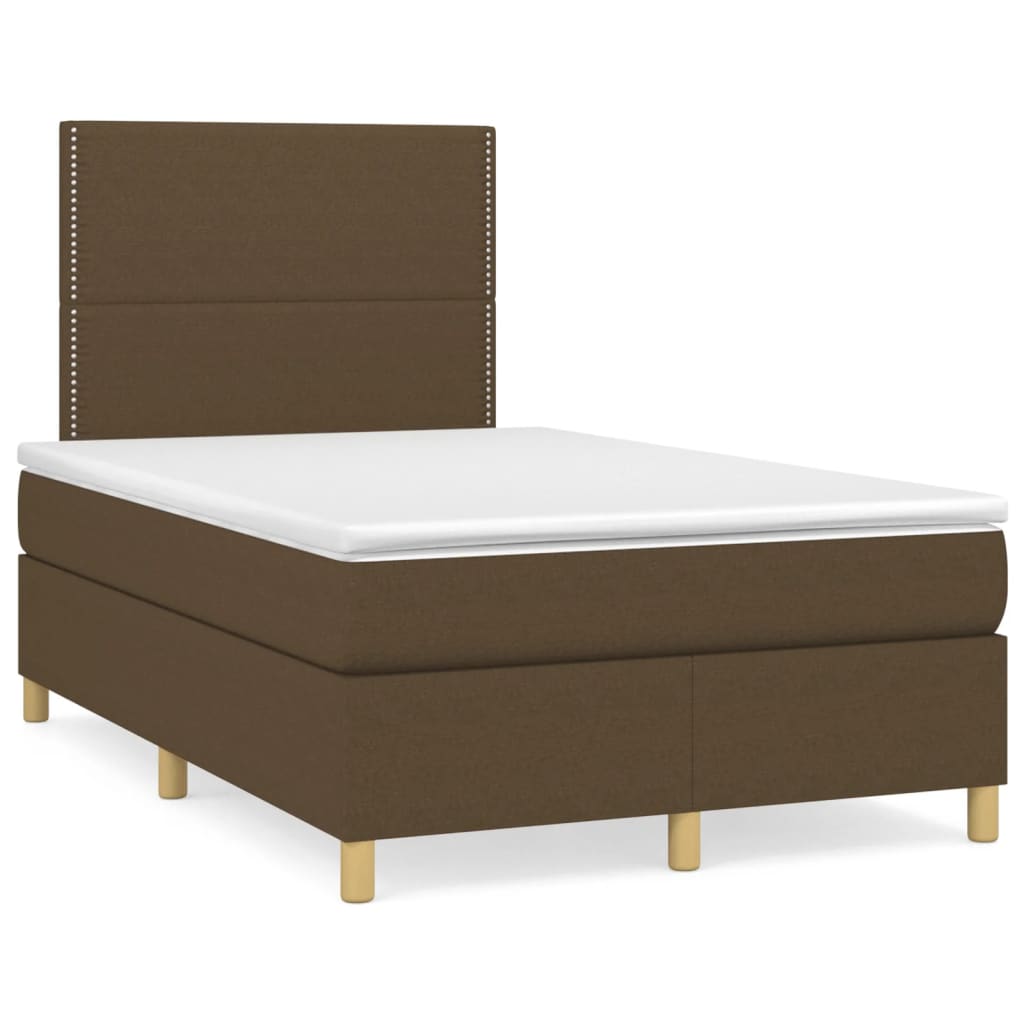 vidaXL Cama box spring con colchón tela marrón oscuro 120x190 cm