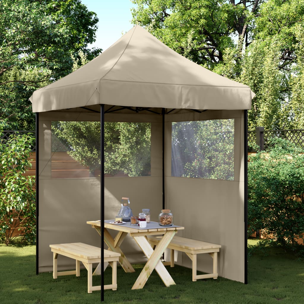 vidaXL Tienda de fiesta plegable Pop-Up con 2 paredes laterales taupe