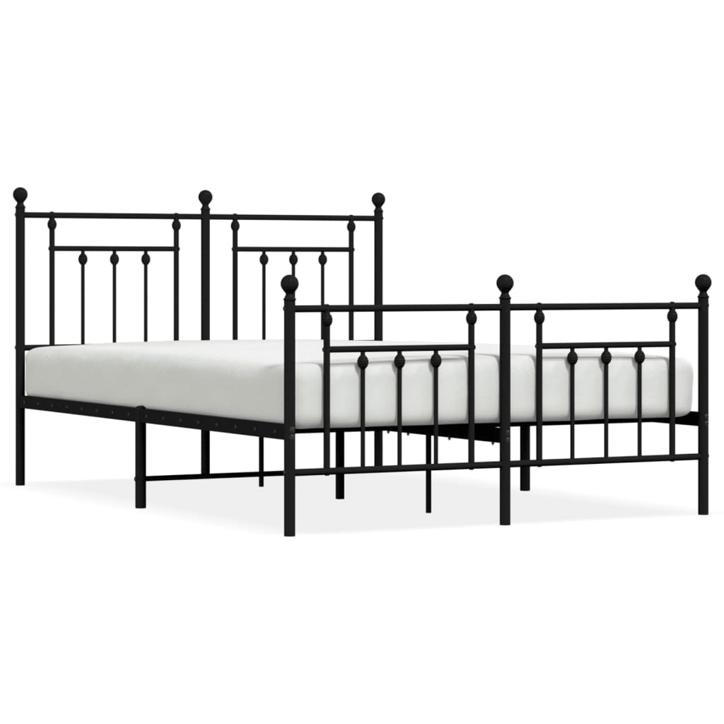 vidaXL Estructura cama sin colchón con estribo metal negro 140x190 cm