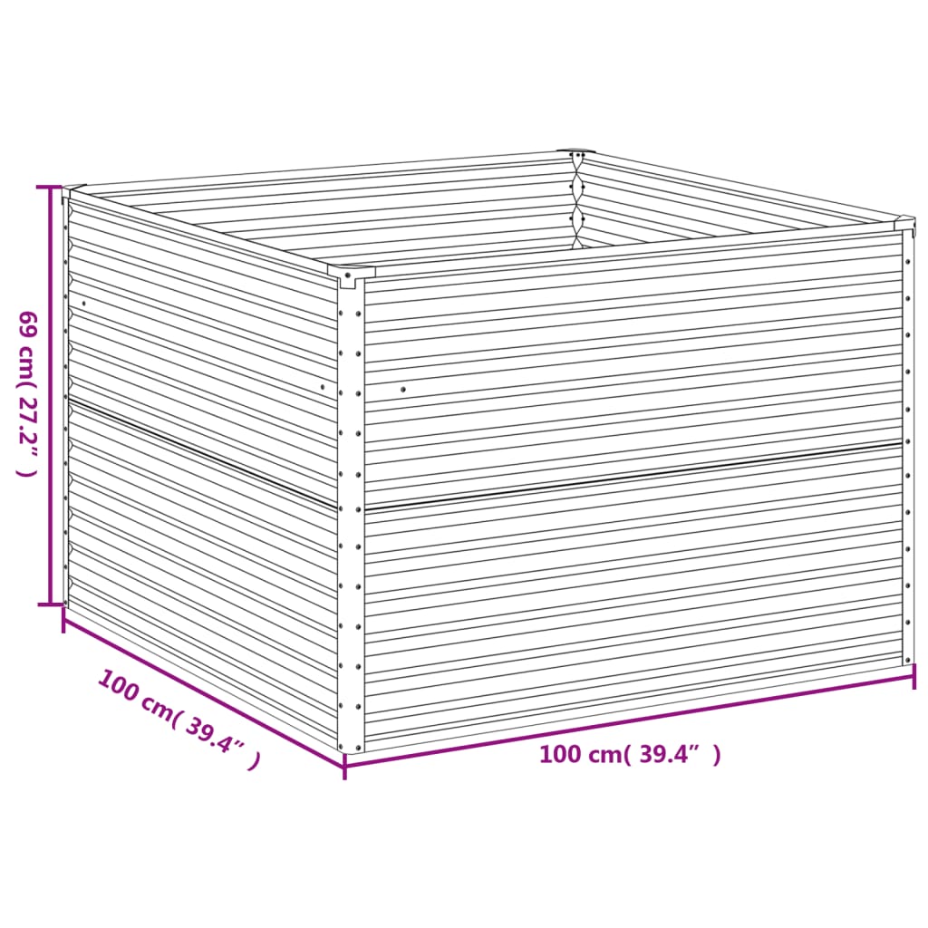 vidaXL Jardinera de acero corten 100x100x69 cm