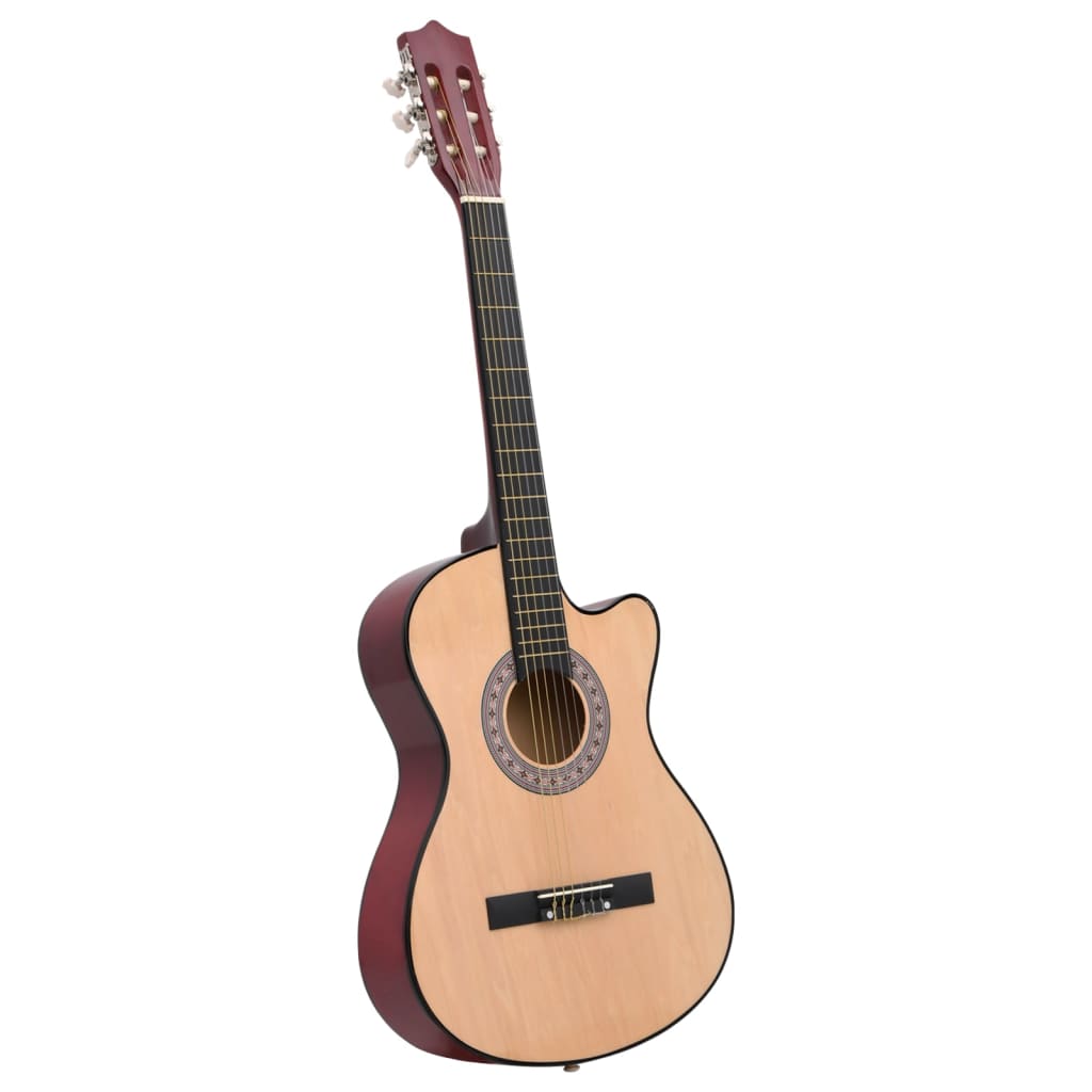 vidaXL Set de guitarra acústica 12 piezas con cutaway 6 cuerdas 38"