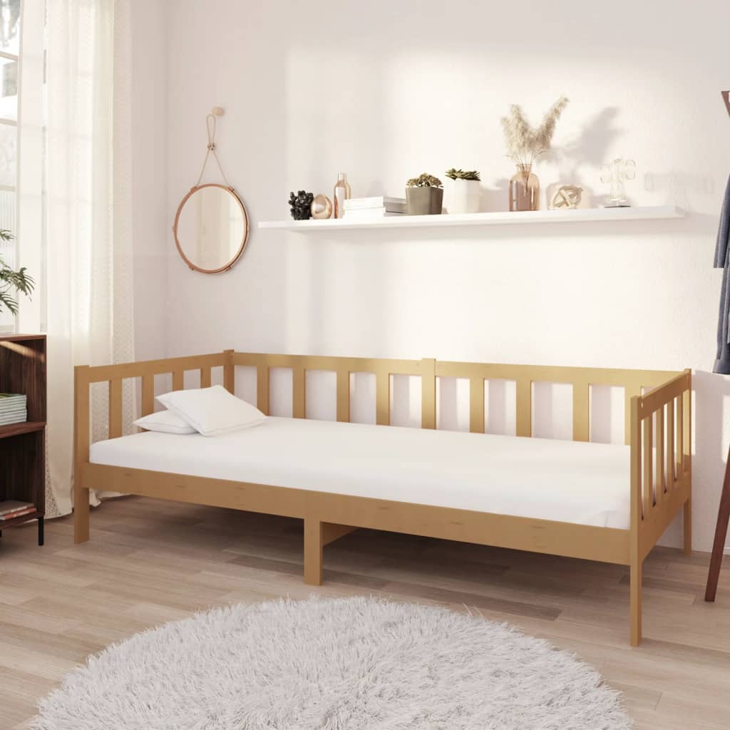 vidaXL Cama de día de madera maciza de pino marrón miel 90x200 cm