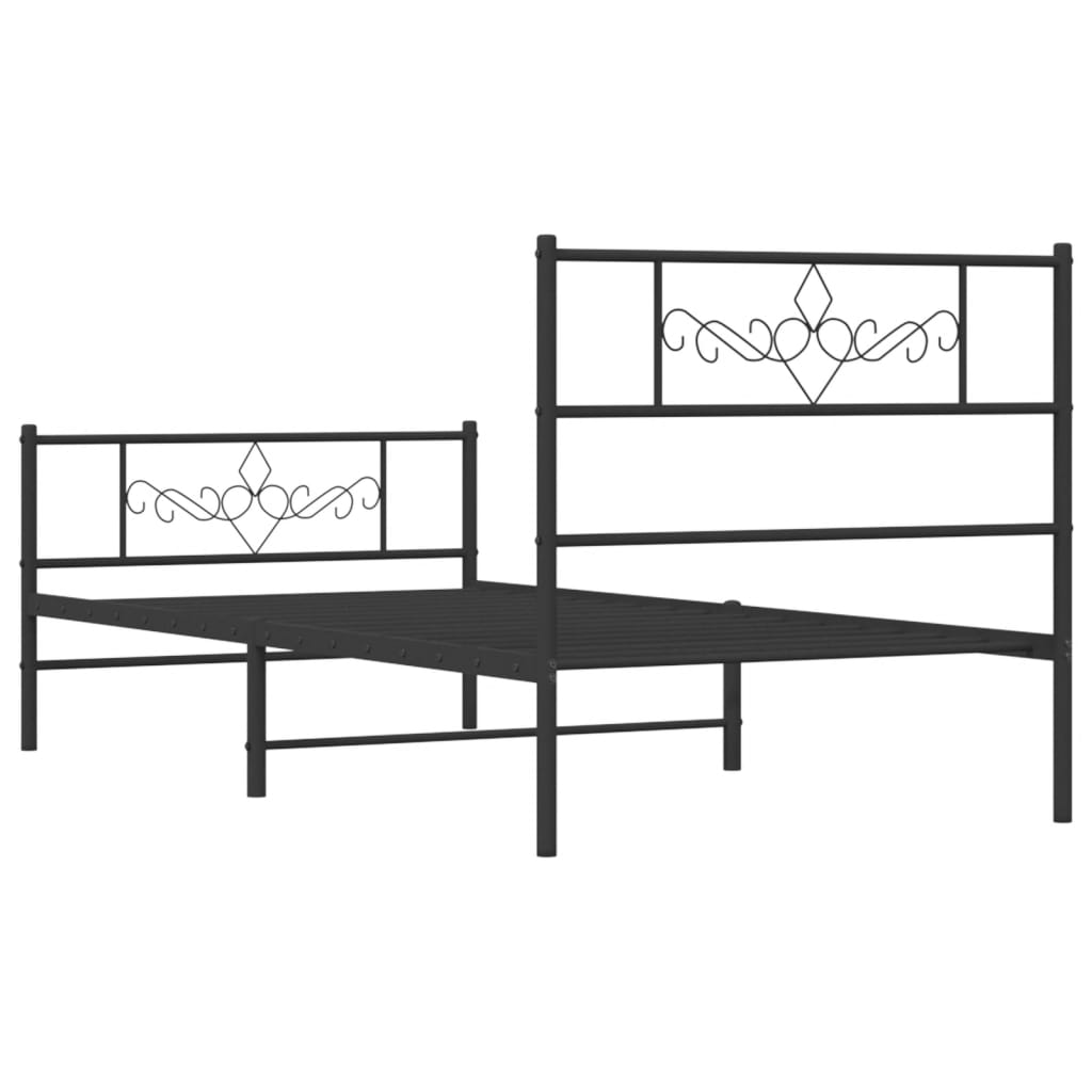 vidaXL Estructura cama sin colchón con estribo metal negro 100x190 cm