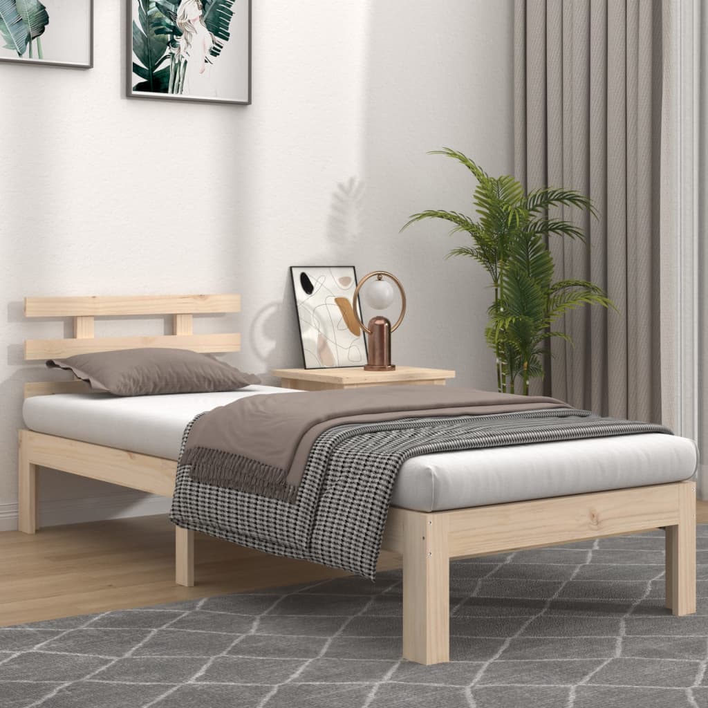 vidaXL Estructura de cama madera maciza 75x190 cm