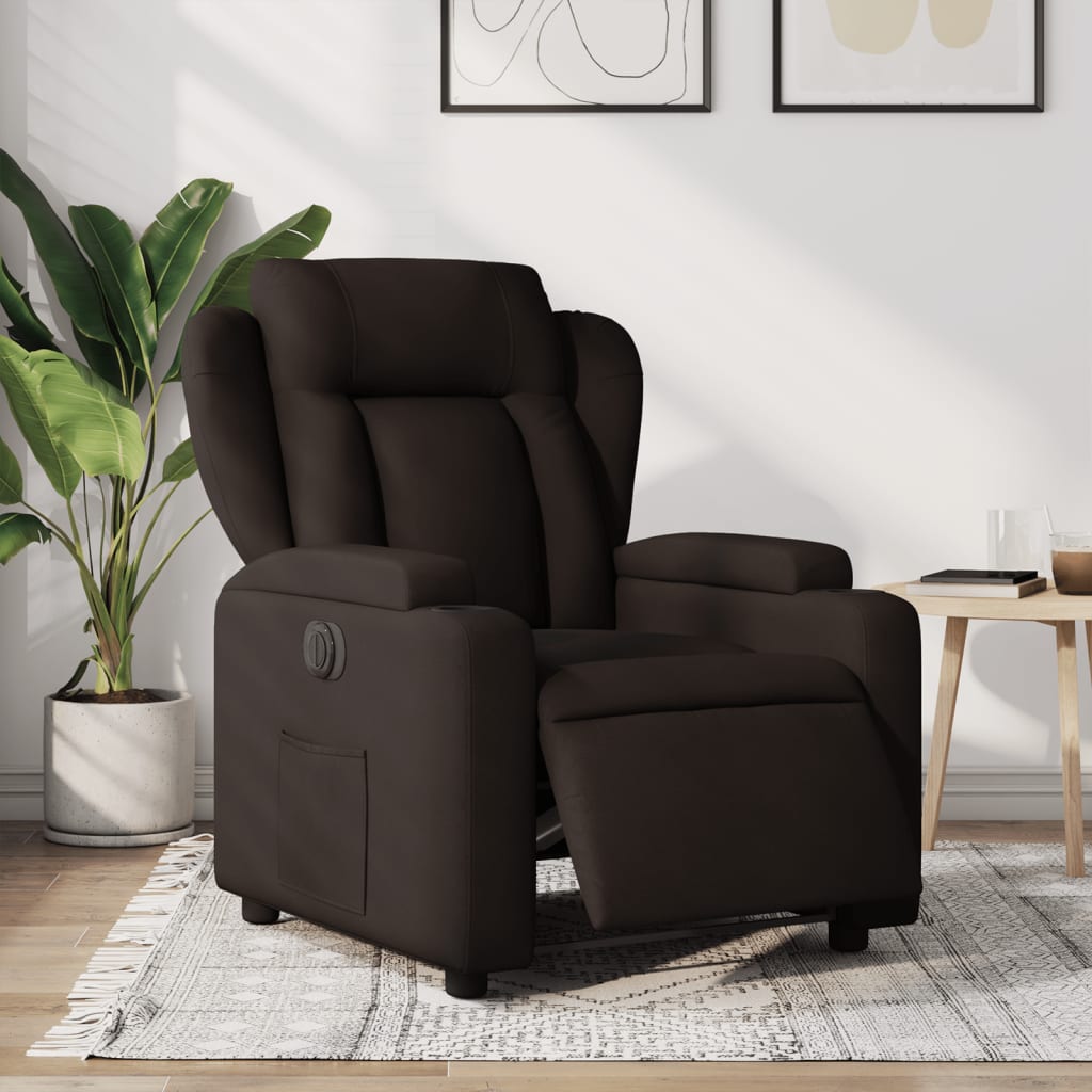 vidaXL Sillón reclinable eléctrico tela marrón oscuro