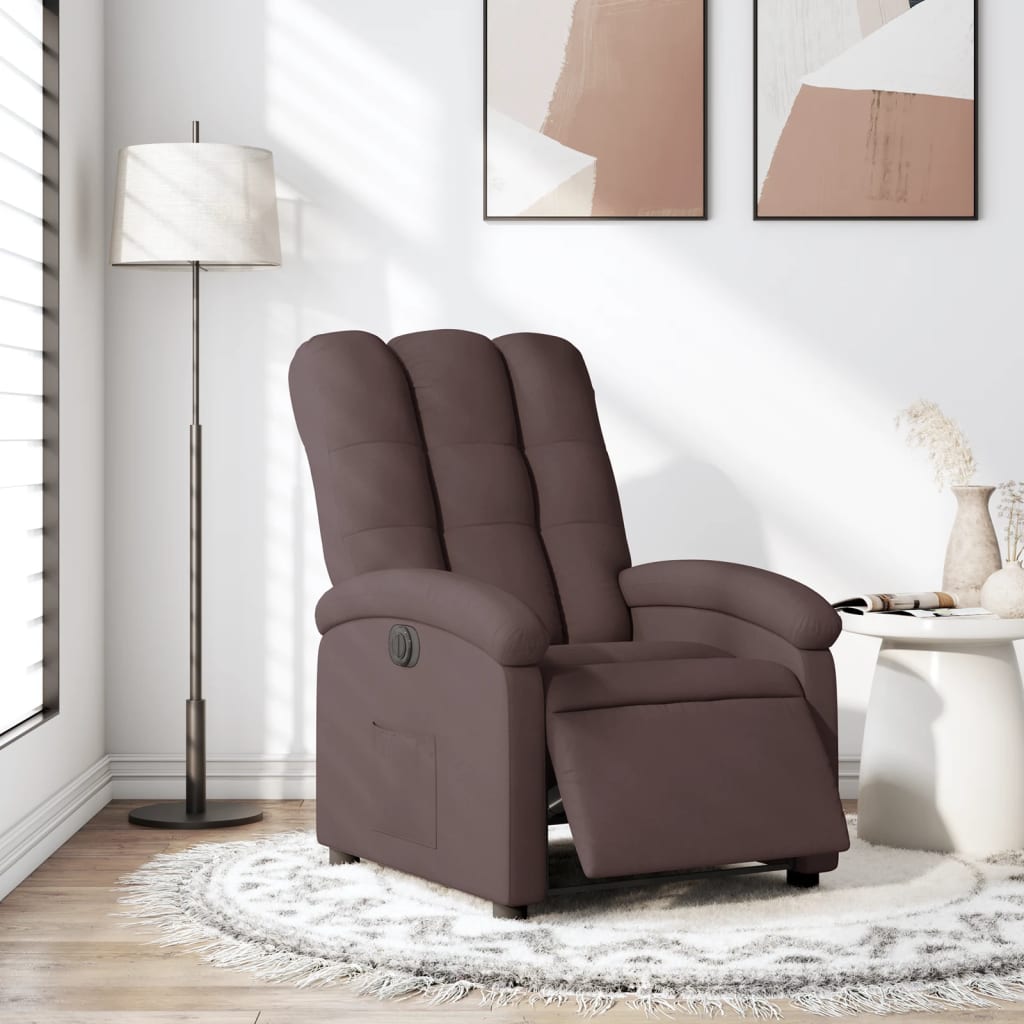 vidaXL Sillón reclinable eléctrico tela marrón oscuro