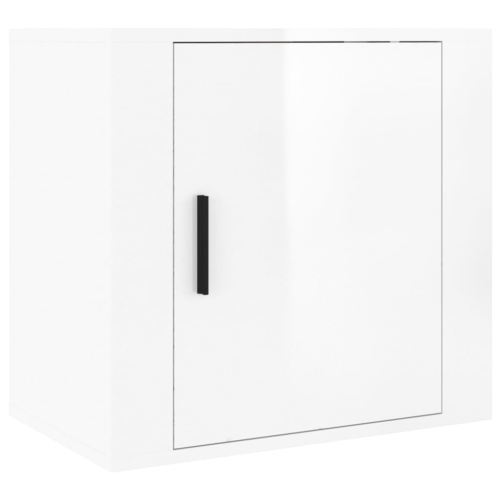 vidaXL Mesita de noche de pared blanco brillante 50x30x47 cm