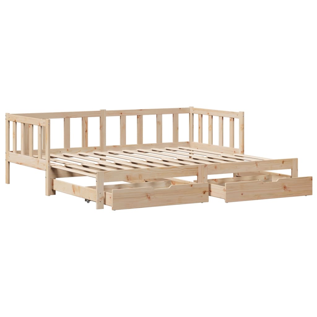 vidaXL Sofá cama nido con cajones madera maciza de pino 90x190 cm