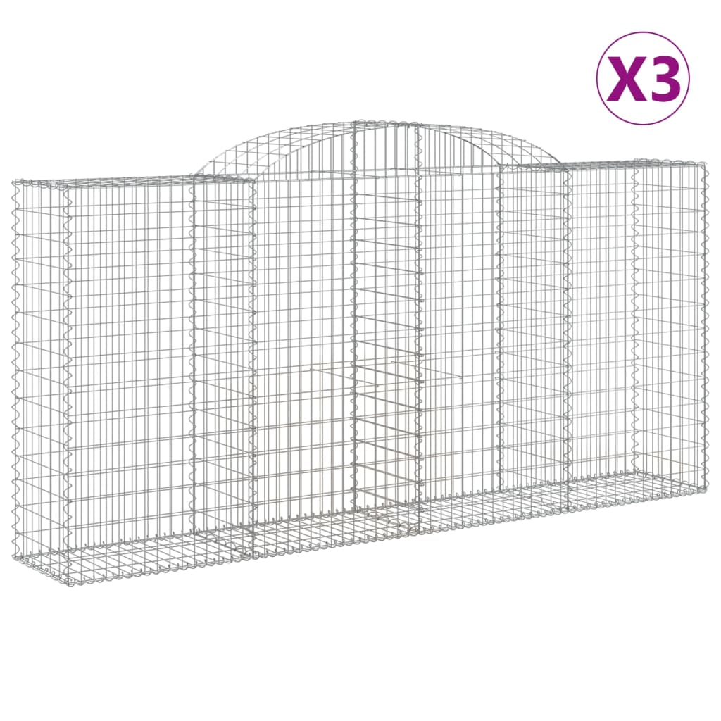 vidaXL Cestas de gaviones 3 uds forma de arco hierro 300x50x140/160 cm